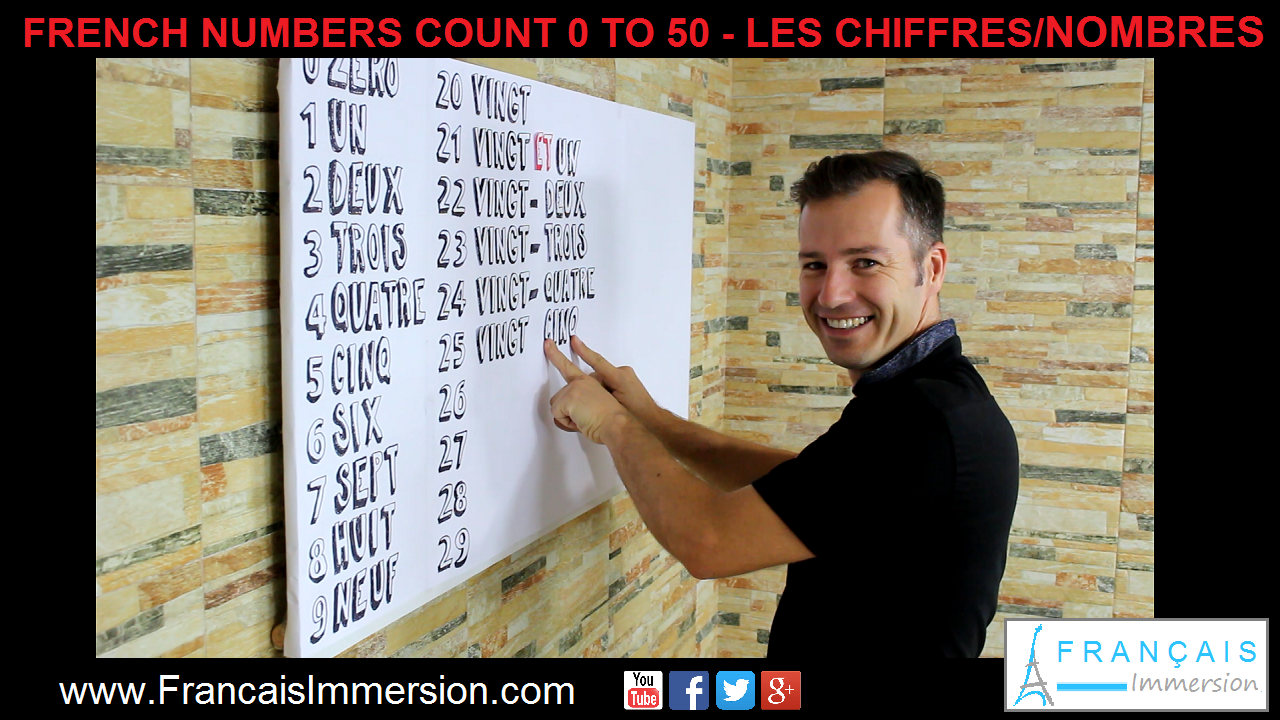 Learn French Numbers 0 to 50 Les chiffres Nombres Support Guide - Français Immersion